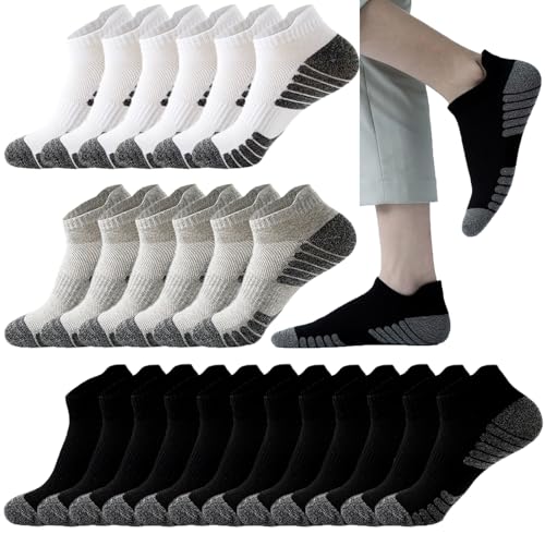 Breathable Athletic Ankle Socks for Men - 12 Pairs, 3 Colors