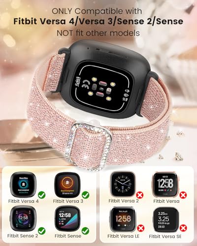 Stretchy Glitter Band for Fitbit Versa 4 & Sense - Black