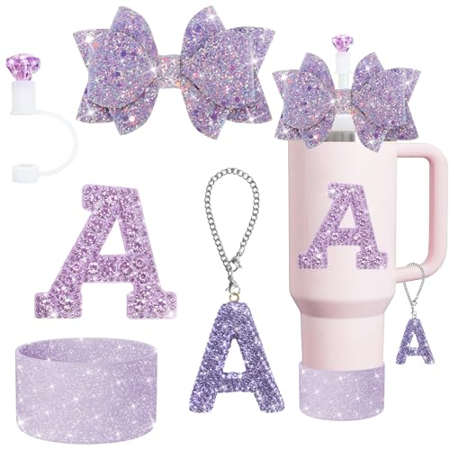 Stanley Cup Accessories Set - Purple A, Letter Charm & Straws