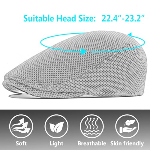 Meioro Men's White Flat Cap Newsboy Beret Ivy Gatsby Driving Hat One Size