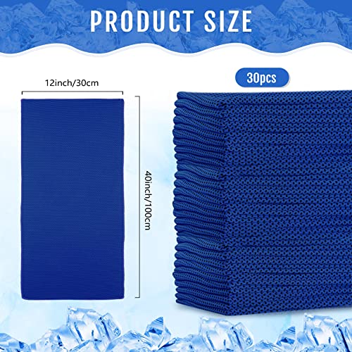 Cooling Towels - 30 Pack, Lightweight Polyester, Dark Blue