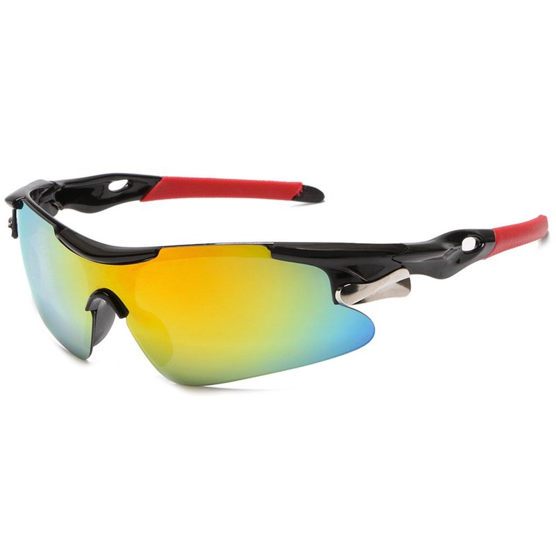 Bsreyeop Cycling Glasses for Men Women Mountain Bike Windproof Dust-proof Sunglasses Clear MTB Bicycle Riding (Black Frame/Red Lens D6)