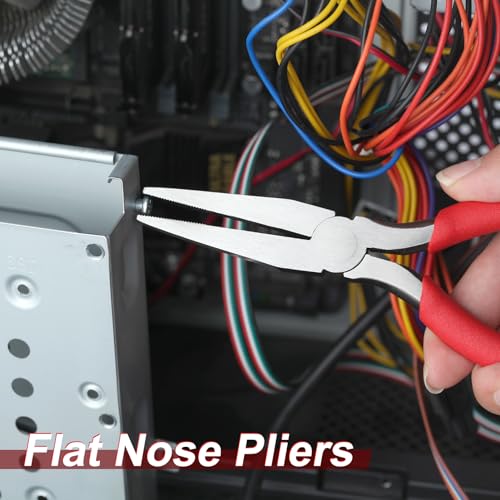 6 Inch Flat Nose Pliers with Serrated Jaw Precision Duck Bill Fine Pliers Multipurpose for Maintenance and Jewelry Making