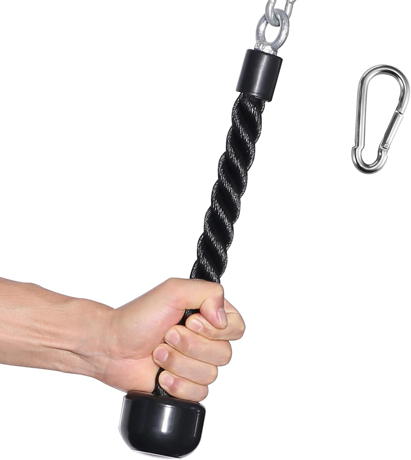Tricep Rope - Heavy Duty Coated Nylon Fitness Attachment | 27 & 36 Inches, Solid Rubber Ends