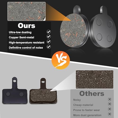 Rosvola Semi-Metallic Electric Scooter Brake Pads 4 Pairs Replacement 10-inch