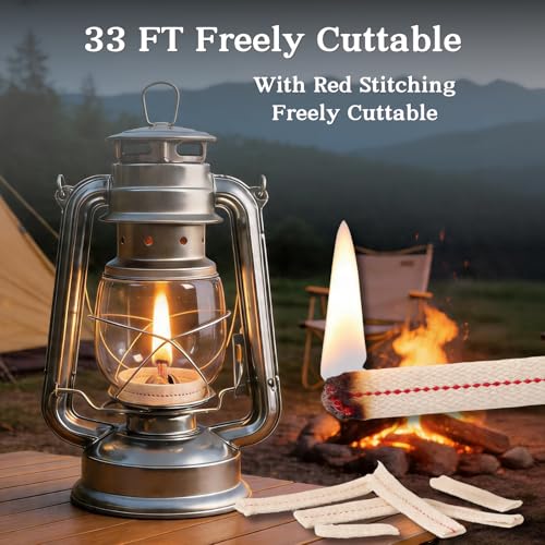 33 FT Cotton Oil Lamp Wick, 1/2 Inch Flat Kerosene Lantern Replacement Wick