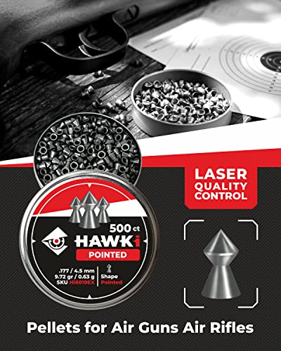 Airgun Pellets for Target Shooting - Round Nose .177 Caliber, 500 Count
