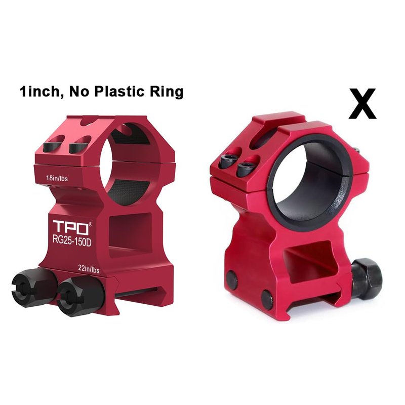 TPO RG25-150D Heavy Duty 1 Inch Picatinny Scope Rings w/See-Thru Base, High porfile 1" Picatinny Scope Mount w/ 1.5" Height
