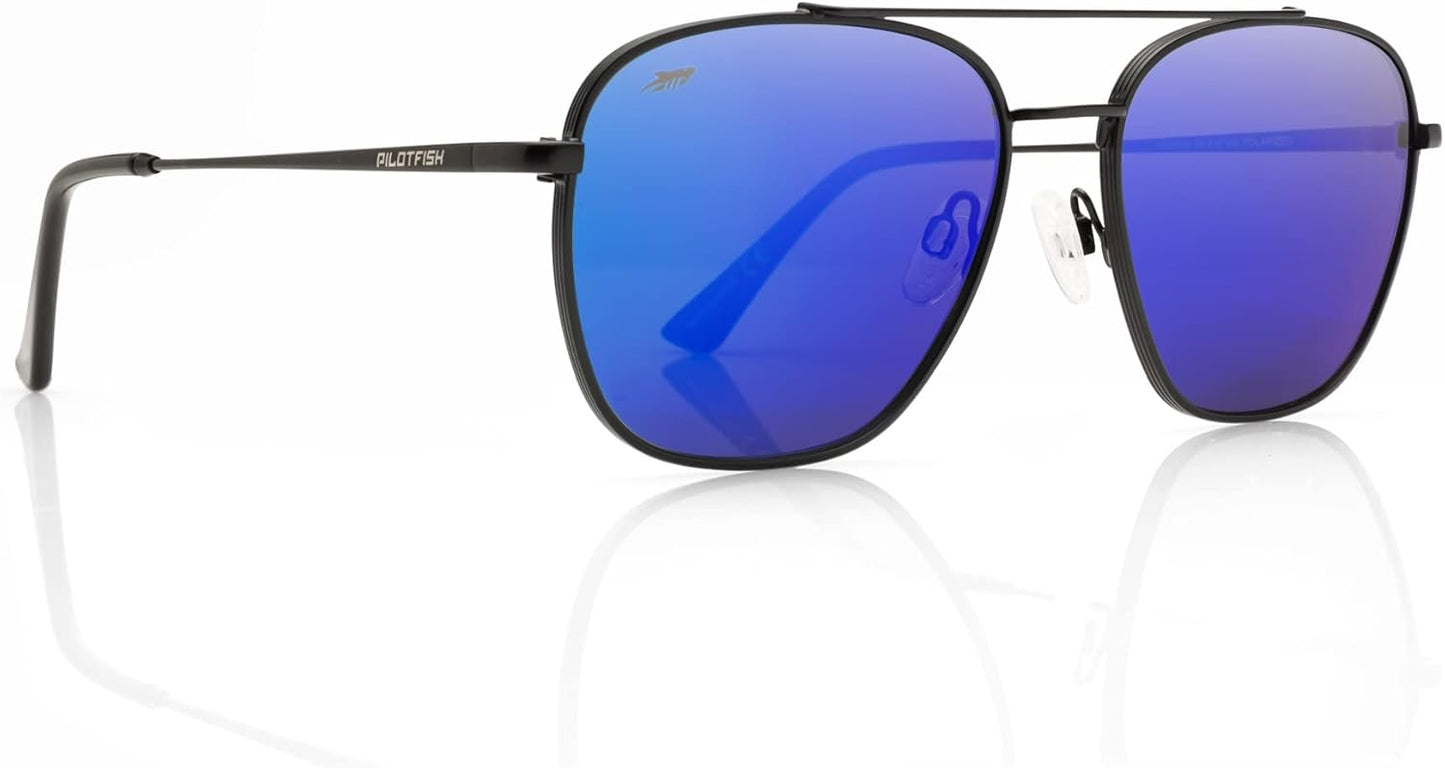 Pilotfish Polarized Aviator Sunglasses - Stainless Steel Frame | CR-39 UV400 Anti-Reflective Lenses