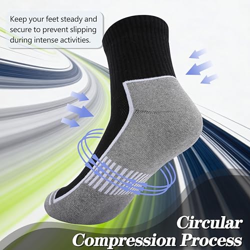 Ankle Compression Socks for Men - White Athletic, 3 Pairs (10-13)