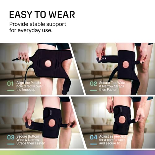 Modvel Black Medium Knee Brace with Side Stabilizers & Gel Pads for Pain Relief