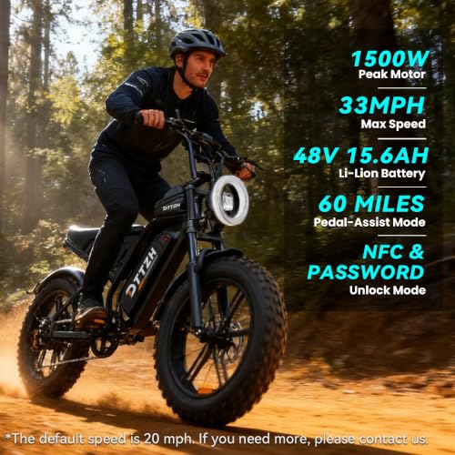 1500W Electric Bike for Adults - 20" Fat Tire, Black