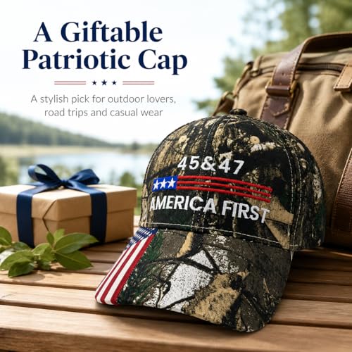 Patriotic Camo Baseball Cap - Adjustable American Flag Hat
