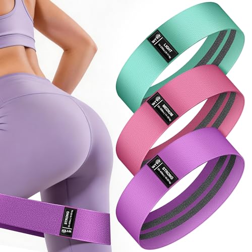 3-Level Fabric Resistance Bands for Workout - Non-Slip Booty Bands - Pink