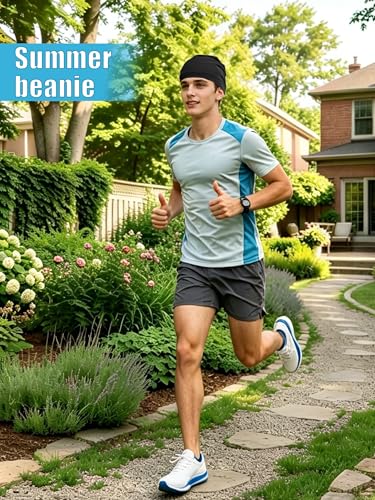 Lightweight Cotton Beanie - Breathable Summer Skull Cap - Black