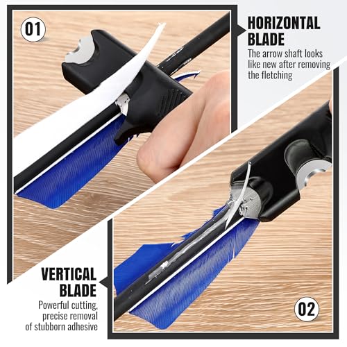 Enhon Black Dual Angle Arrow Fletching Removal Tool with Stainless Steel Blade