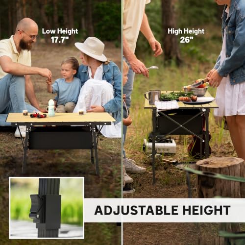 Outsunny 3ft Portable Camping Table with Storage Bag - Aluminum, Brown