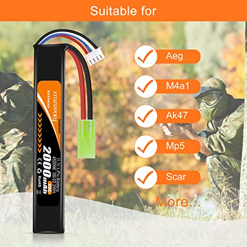 11.1V 2000mAh LiPo Airsoft Battery with Mini Tamiya Connector
