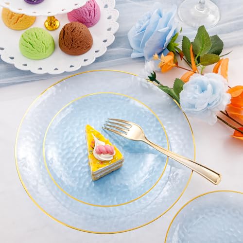 Rubtlamp 175 Pcs Plastic Dinnerware Set (25 Guests), Blue Disposable