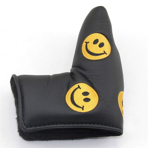 DBYAN Smile Face Limited Edition Golf Blade Putter Covers Head Cover for Scotty Cameron Odyssey Callaway Taylormade Titleist Ping Mizuno Cobra,Black/Yellow (Black/Yellow)