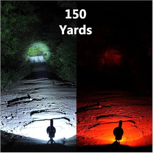 BIGSUN Rechargeable Spotlight, 950000 High Lumens LED Handheld Flashlight with Cob Floodlight and Redlens, Lightweight and Ultra-Long Battery Life Spotlight for House Hunting Boating Camping