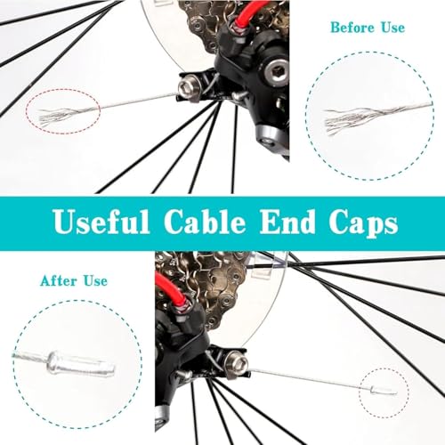 Bicycle Cable End Caps - Aluminum Alloy Brake Crimps, 20PCS - Silver