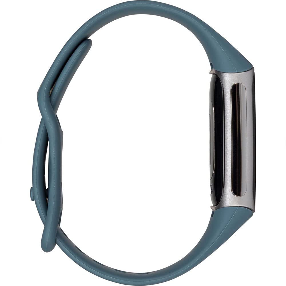 Fitbit Charge 5 Advanced Health & Fitness Tracker with Built-in GPS, Stress Management Tools, Sleep Tracking, 24/7 Heart Rate & More, Mineral Blue, One Size S & L Bands Included, Steel Blue/Platinum