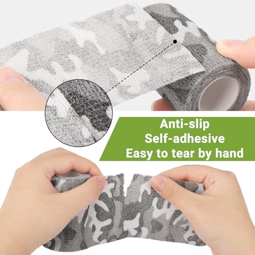Treaful Black White Camo Wraps Tape 3in x 14.8ft Self-Adhesive Camouflage Bandage for Outdoor Sports