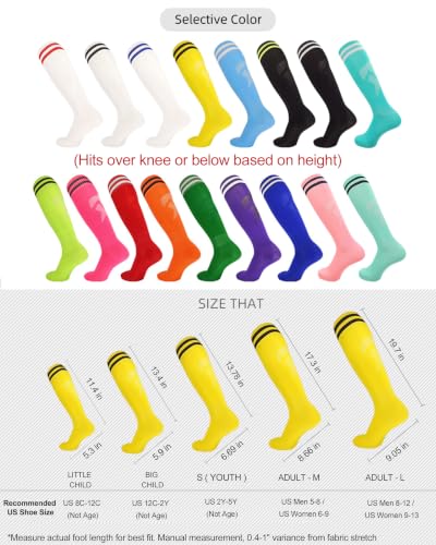 Striped Knee High Athletic Soccer Socks - Large Black