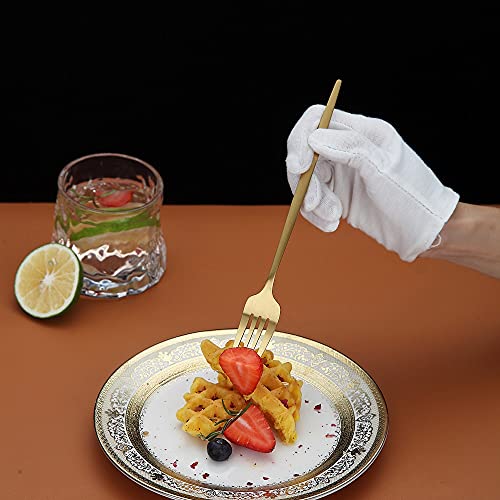 Matt Gold Dinner Fork Set - 6 Pieces, 8.4" Stainless Steel, Dishwasher Safe