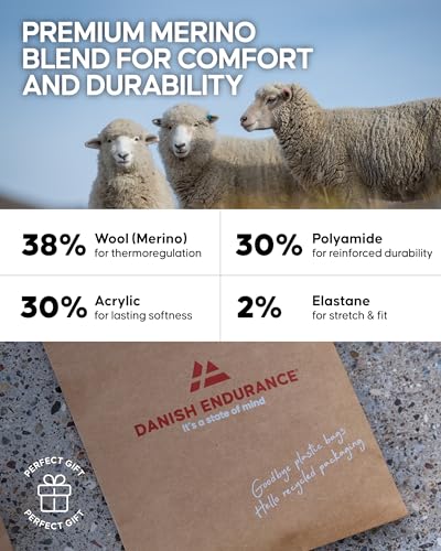 Danish Endurance Merino Wool Socks for Men & Women - Lightweight Hiking Crew Socks