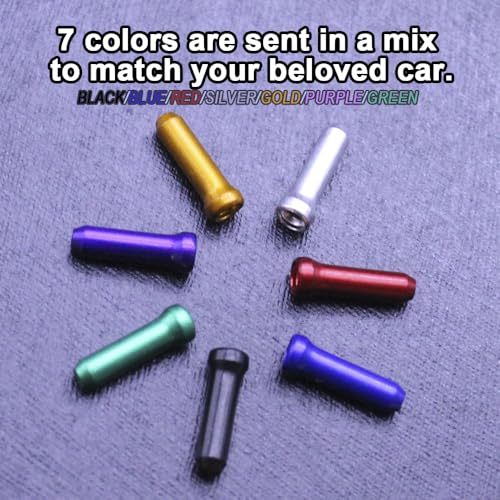 100PCS Multicolor Bike Cable End Caps - Alloy Crimp Tips for Bicycles
