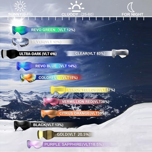 Ski Goggles with Silver Lens - VLT 12% for Men & Women
