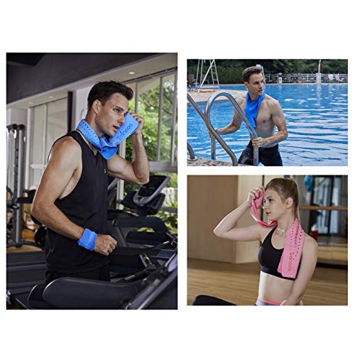 PVA Cooling Towel Set - Instant Chill Scarf for Sports - Blue & Pink