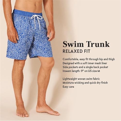 Men's 9" Breathable Swim Trunks with Mesh Lining - Charcoal Graphic Marks