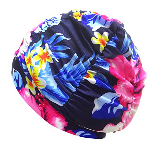 Pleated Swim Cap for Long Hair - Non-Waterproof Bathing Cap