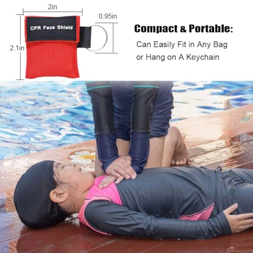 6pcs CPR Face Shield Masks with Keychain - Red Emergency Kit