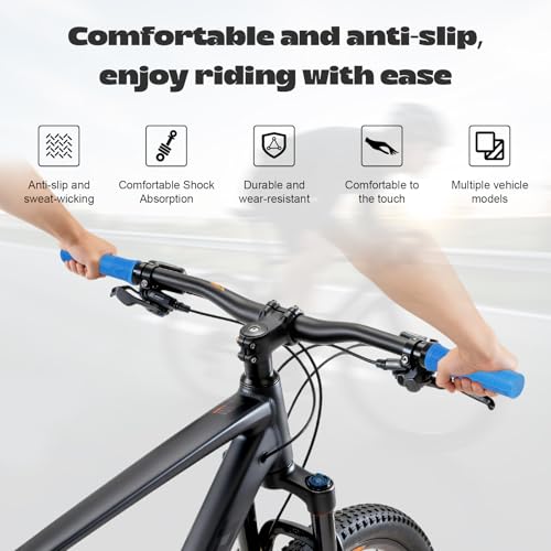 Ergonomic Non-Slip Bike Grips - Blue, Comfortable Handlebar Grips