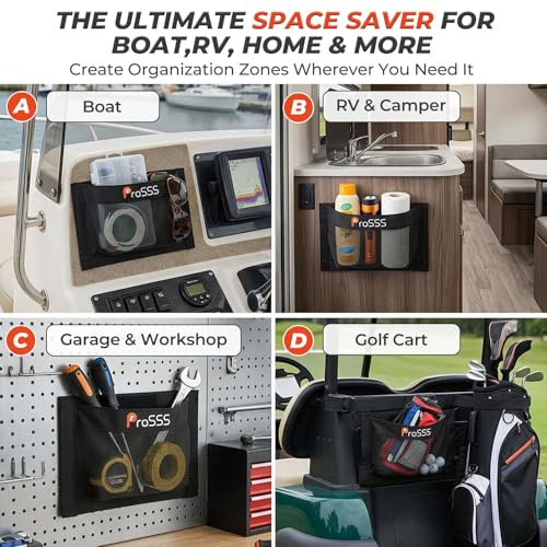 1PC Boat 10"*7" Self-Adhesive Storage Mesh Bag,Marine Organizer for