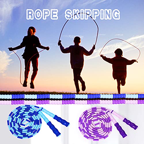 Adjustable Kids Jump Rope - Soft Beaded Tangle-Free - Blue & Purple