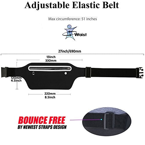 Waterproof Fanny Pack for Running - Adjustable Waist Bag - Black