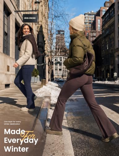 Baleaf Women's Fleece Lined Hiking Pants Thermal Warm Flare Cargo Pants - Small Dark Brown