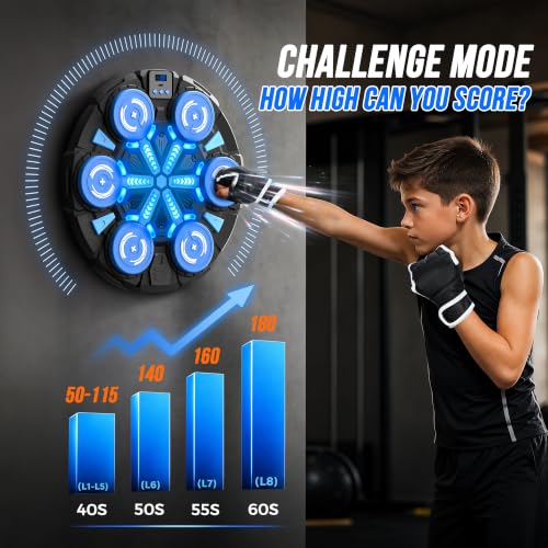 Faentwc Blue Kids & Adults Bluetooth Boxing Machine with Wall Mount - Boxing Gym Equipment for Home & Kids Gift