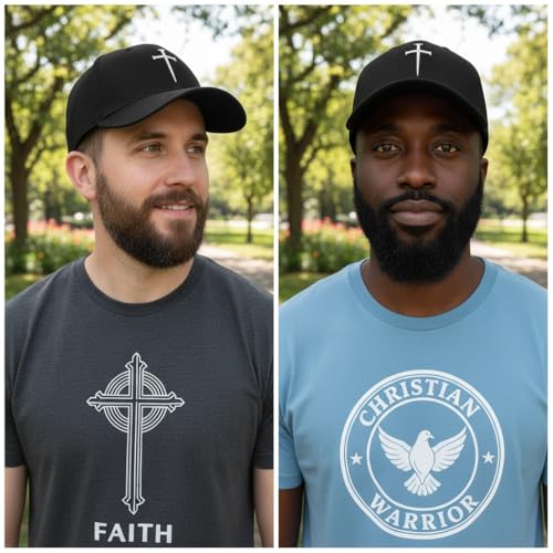 Black Christian Baseball Cap with Three Nails Cross Embroidery - Unisex Faith Hat