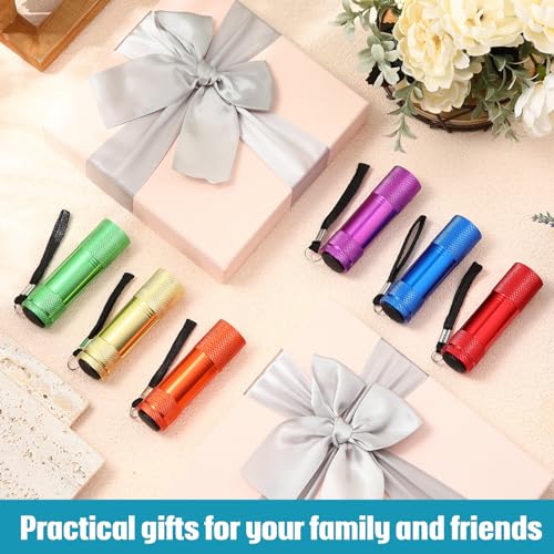 VIHOSE 32 Pcs Mini Flashlights Bulk, Bright Aluminum Handheld Flash Light with Lanyard Small LED Flashlights for Night Reading Emergency Hurricane Camping Hiking, Batteries Not Included(Fresh Color)