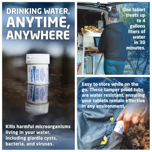 Water Purification Tablets - 397mg, 100 Pack for Camping & Emergencies