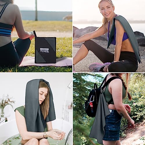 Microfiber Travel Towel - Quick Dry Compact Gym Towel - Dark Gray XS 12"×24"
