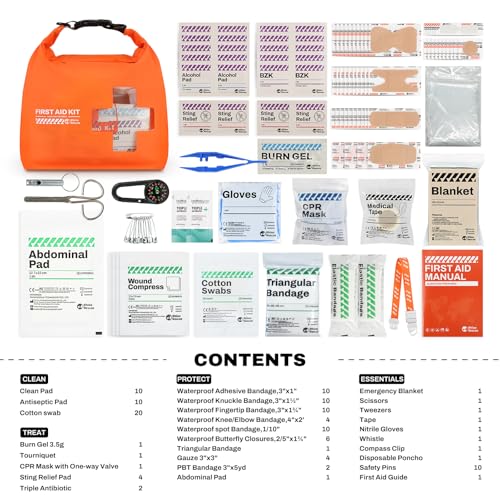 Waterproof Marine First Aid Kit with Dry Bag | 105 Essentials for Outdoor Safety