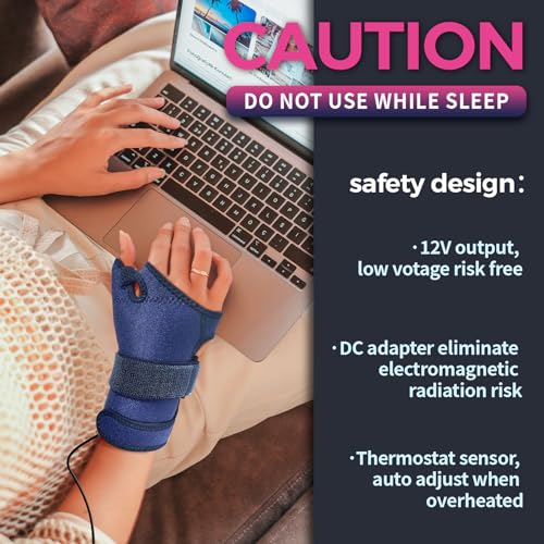 CREATRILL Thumb & Wrist Brace for Carpal Tunnel Relief, Electric Hand Heating Pad for CMC Joint Thumb Arthritis, Tendonitis, Wrist Support