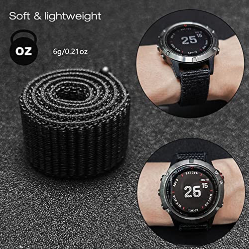 Abanen Black Hook & Loop Quick Dry 20mm Watch Band for Garmin Fenix 8 / Epix Pro / Fenix 7S-5S & Instinct 2S E